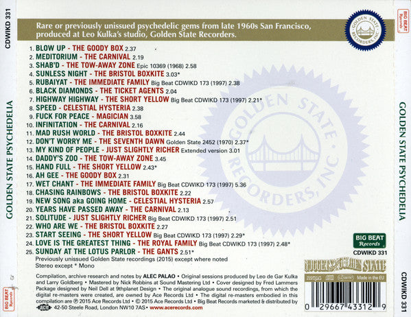 Various : Golden State Psychedelia (CD, Comp, RM)