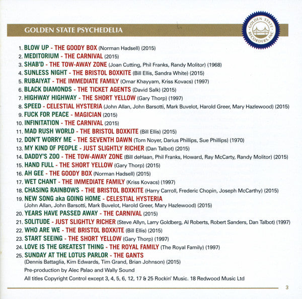 Various : Golden State Psychedelia (CD, Comp, RM)