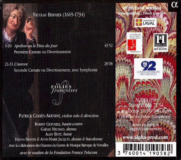 Nicolas Bernier (2) - Les Folies Françoises, Patrick Cohën-Akenine : Les Nuits De Sceaux (CD, Album)