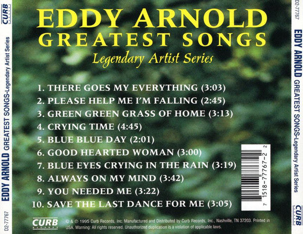 Eddy Arnold : Greatest Songs (CD, Comp, RE)