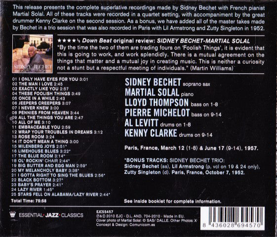 Sidney Bechet, Martial Solal Quartet : Complete Recordings (CD, Album)