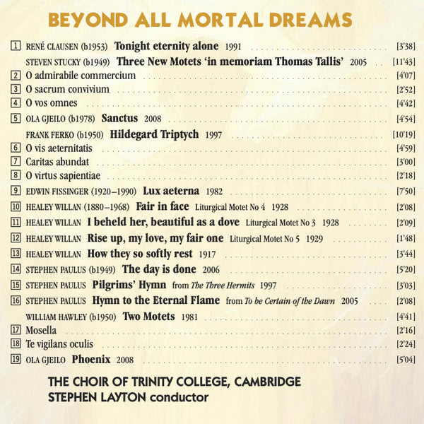 The Choir Of Trinity College, Cambridge, Stephen Layton : Beyond All Mortal Dreams (American A Capella) (CD, Album)