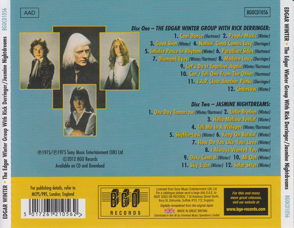 The Edgar Winter Group : Jasmine Nightdreams / Edgar Winter Group With Rick Derringer (2xCD, Comp, RM)