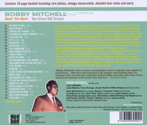 Bobby Mitchell And The Toppers : Rack 'Em Back (New Orleans R&B Stompers) (CD, Comp)