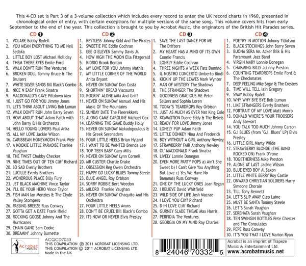 Various : 1960 British Hit Parade - Britain's Greatest Hits Volume 9 - Part 3 September - December (4xCDr, Comp)