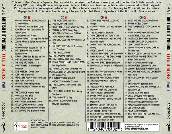 Various : 1961 British Hit Parade - Britain's Greatest Hits Vol. 10, The B-sides  - Part 1 (4xCD, Comp)