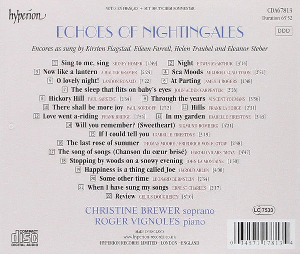 Various / Christine Brewer, Roger Vignoles : Echoes Of Nightingales (CD, Album)