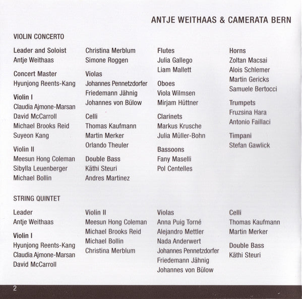 Antje Weithaas, Camerata Bern, Johannes Brahms : Violin Concerto • String Quintet Op. 111 (CD)