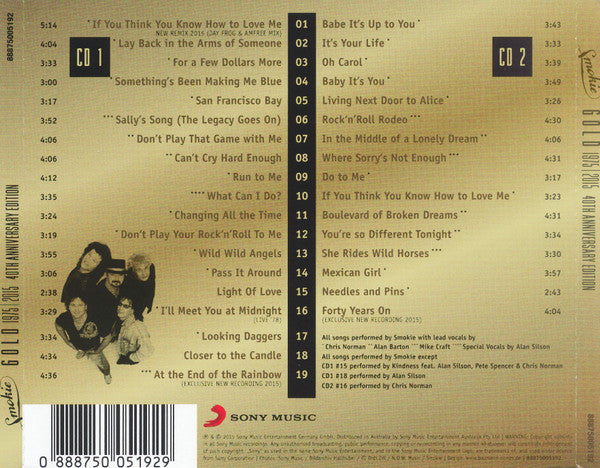 Smokie : Gold 1975-2015 (40th Anniversary Edition) (2xCD, Comp)