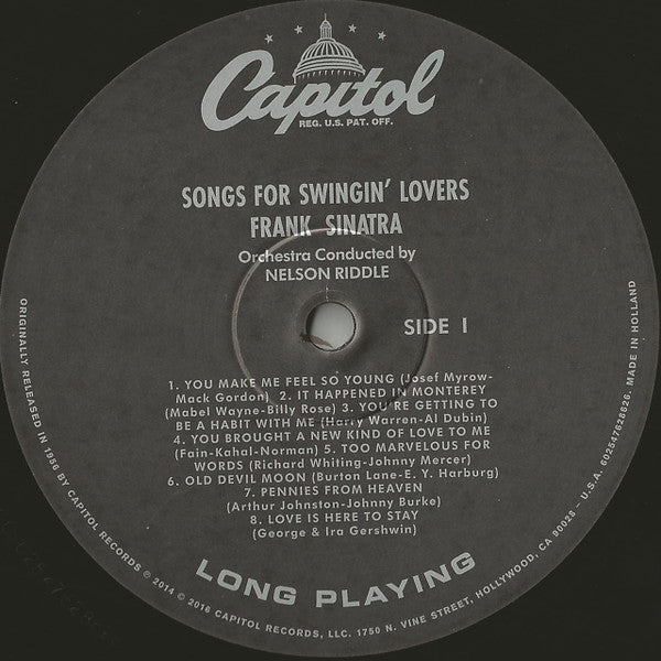 Frank Sinatra : Songs For Swingin' Lovers! (LP, Album, Mono, RE, RM, 180)