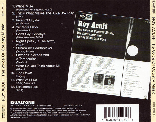 Roy Acuff And His Smoky Mountain Boys : The Voice Of Country Music (CD, Album, RE, RM)
