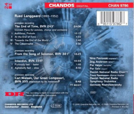 Rued Langgaard, DR Radiokoret, DR RadioSymfoniOrkestret, Gennadi Rozhdestvensky : The End Of Time (Premiere Recordings) (CD)