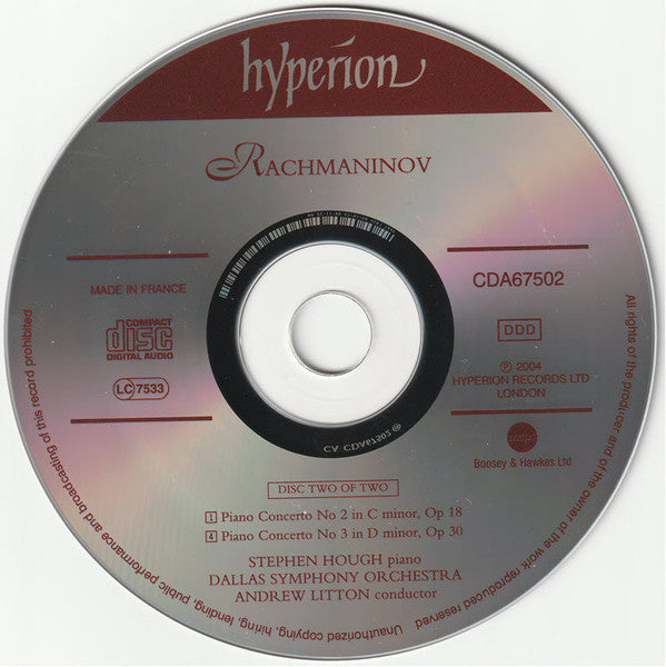 Sergei Rachmaninoff - Stephen Hough, Dallas Symphony Orchestra, Andrew Litton : The Piano Concertos, Paganini Rhapsody (2xCD, Album, RE)