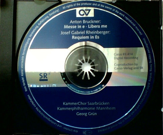 Anton Bruckner, Josef Rheinberger, KammerChor Saarbrücken, Kammerphilharmonie Mannheim, Georg Grün : Messe In E / Requiem In Es (CD)