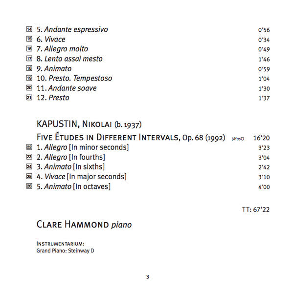 Clare Hammond - Unsuk Chin, Nikolai Kapustin, Sergei Lyapunov, Karol Szymanowski : Etude (SACD, Hybrid, Multichannel, Album)