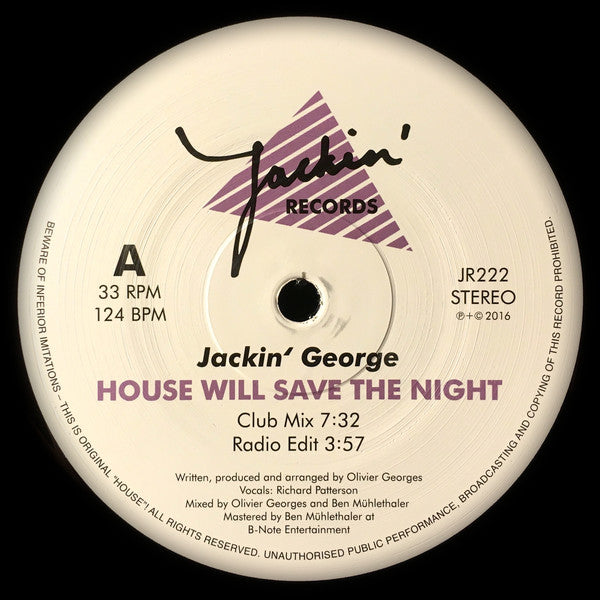 Jackin' George : House Will Save the Night (12")