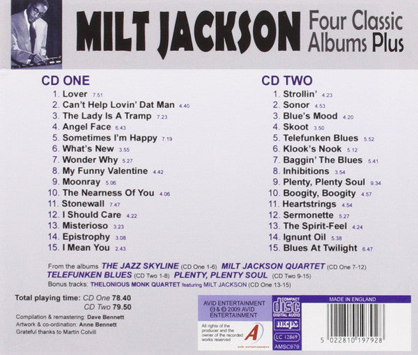 Milt Jackson : Four Classic Album Plus (Plus Three Tracks With The Thelonious Monk Quartet) (2xCD, Comp, RM)