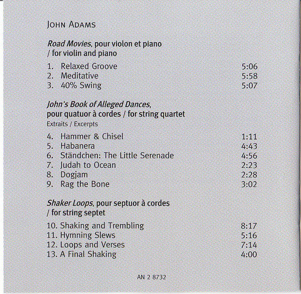 Angèle Dubeau & La Pietà, Louise Bessette, John Adams : John Adams Portrait (CD, Album, Dig)