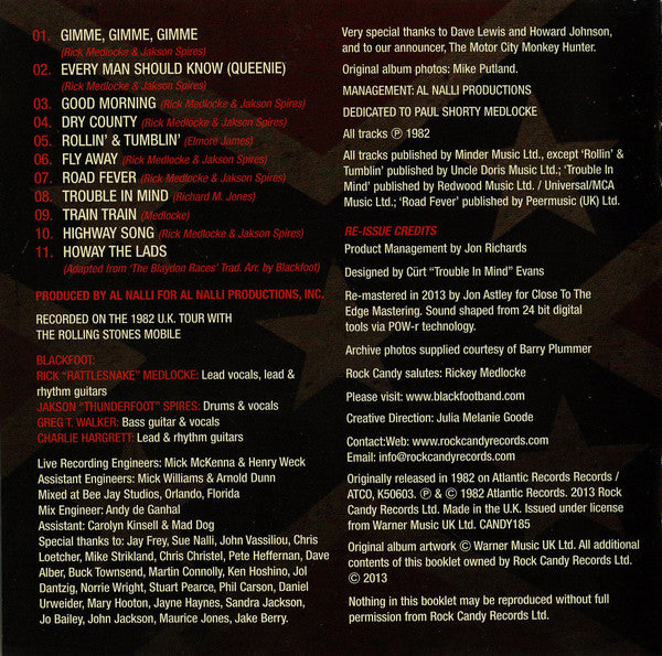 Blackfoot (3) : Highway Song Live (CD, Album, RE, RM)