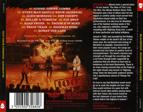 Blackfoot (3) : Highway Song Live (CD, Album, RE, RM)