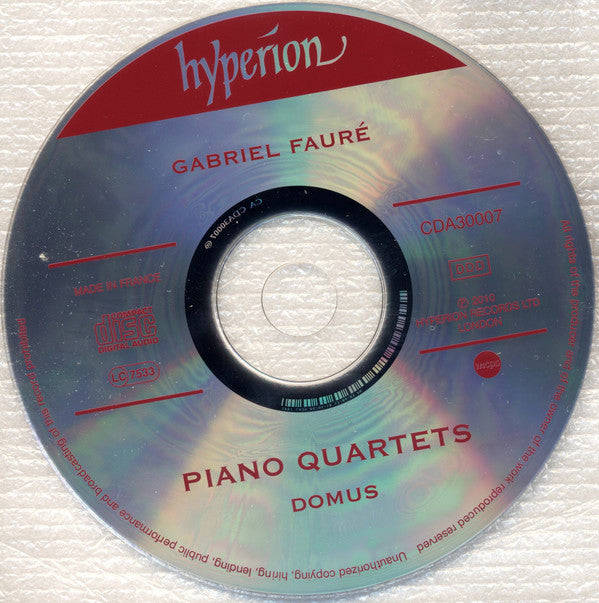 Gabriel Fauré • Domus Quartett : Piano Quartets (No.1 In C Minor, Op 15 / No.2 In G Minor, Op 45) (CD, Album, RE)