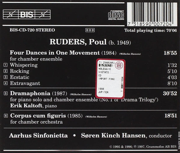 Poul Ruders - Erik Kaltoft, Århus Sinfonietta, Søren Kinch Hansen : Dramaphonia; Corpus Cum Figuris; Four Dances In One Movement (CD, Album)