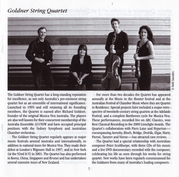 Max Bruch, Goldner String Quartet, Piers Lane : Piano Quintet In G Minor • String Quartet No 1 • Swedish Dances Op 63 (CD)