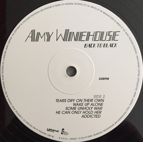 Amy Winehouse : Back To Black (LP, Album, RE, RP, 180)
