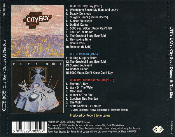 City Boy : City Boy / Dinner At The Ritz (2xCD, Comp, RE, RM)