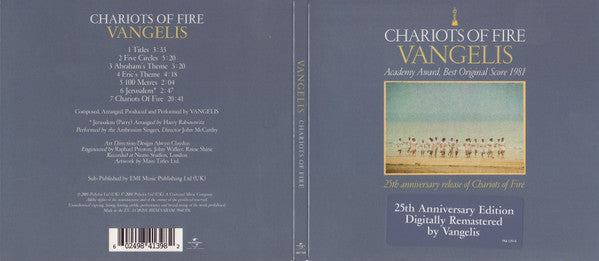 Vangelis : Chariots Of Fire (CD, Album, RE, RM, EDC)