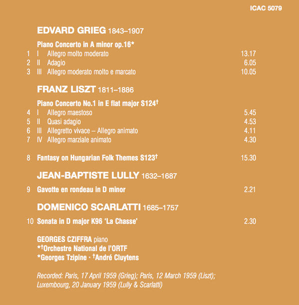 Gyorgy Cziffra : Grieg & Liszt From Paris, 1959 (CD, Comp, Mono, RM)