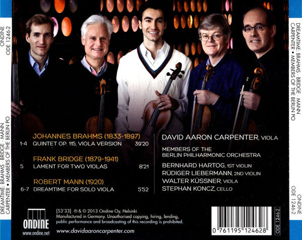 David Aaron Carpenter With Members Of The Berliner Philharmoniker - Johannes Brahms / Frank Bridge / Robert Mann (4) : Dreamtime (CD)