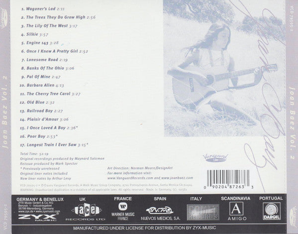 Joan Baez : Joan Baez Vol. 2 (CD, Album, Enh, RE)