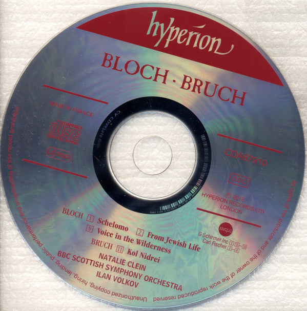 Ernest Bloch • Max Bruch - Natalie Clein, BBC Scottish Symphony Orchestra, Ilan Volkov : Bloch: Voice In The Wilderness • Schelomo • From Jewish Life / Bruch: Kol Nidrei (CD, Album)