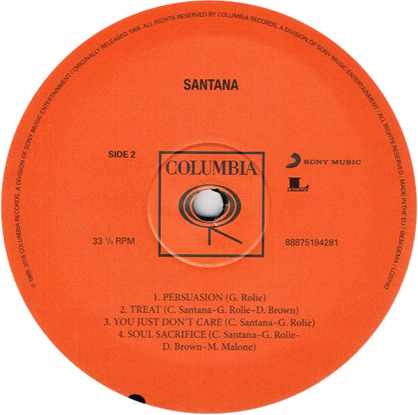 Santana : Santana (LP, Album, RE)