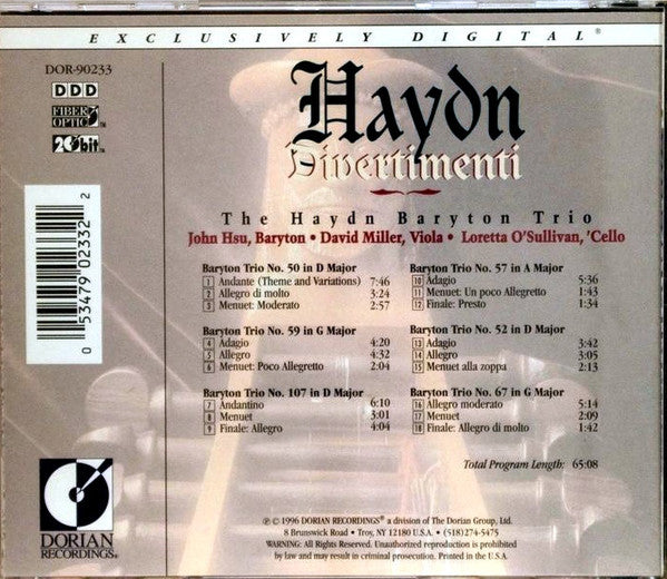 Joseph Haydn, The Haydn Baryton Trio : Haydn Divertimenti (CD, Album)
