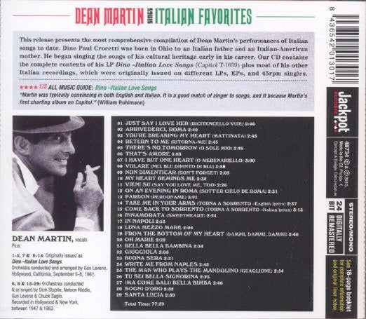 Dean Martin : Sings Italian Favorites (CD, Album, RM)