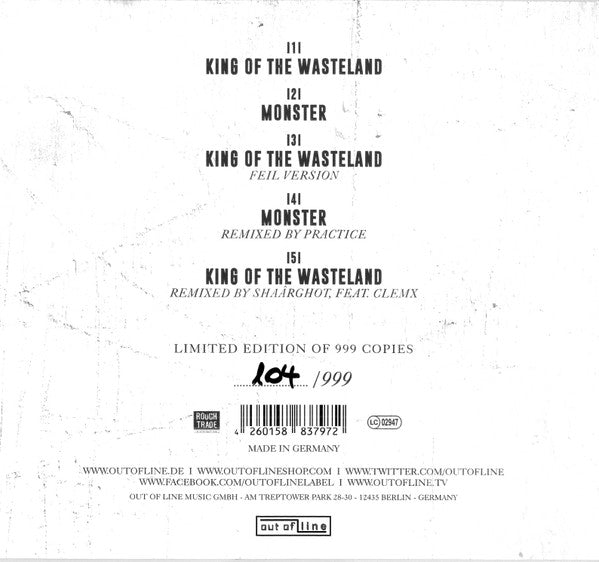 Rabia Sorda : King Of The Wasteland (CD, Single, Ltd, Num)