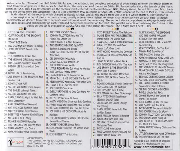 Various : 1962 British Hit Parade Britain's Greatest Hits Volume 11 Part 3 September - December (4xCD, Comp)