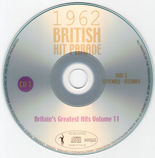 Various : 1962 British Hit Parade Britain's Greatest Hits Volume 11 Part 3 September - December (4xCD, Comp)