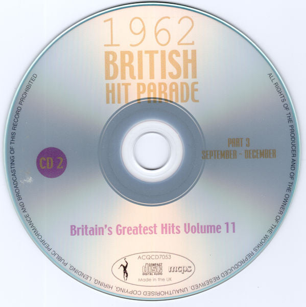 Various : 1962 British Hit Parade Britain's Greatest Hits Volume 11 Part 3 September - December (4xCD, Comp)