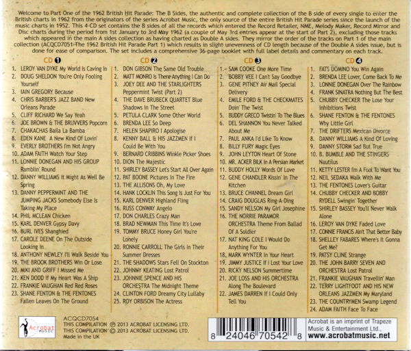 Various : 1962 British Hit Parade Britain's Greatest Hits Volume 11 The B Sides Part 1 January - May (4xCD, Comp)