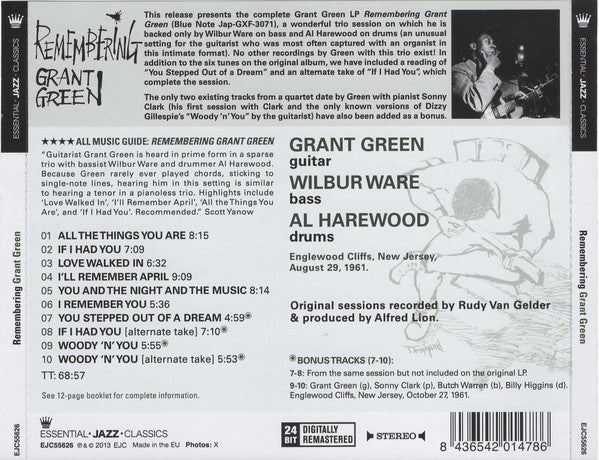 Grant Green : Remembering (CD, Album, RE, RM, 24 )