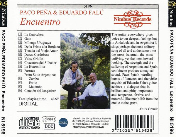 Paco Peña & Eduardo Falú : Encuentro (CDr, Album, RE)