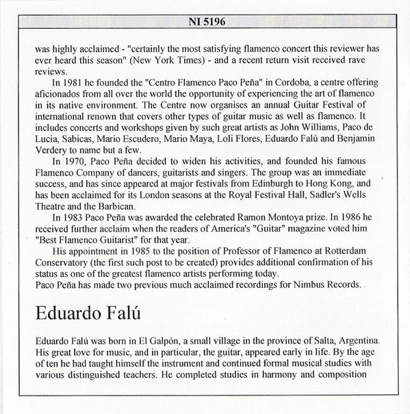Paco Peña & Eduardo Falú : Encuentro (CDr, Album, RE)
