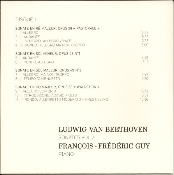 Ludwig van Beethoven - François-Frédéric Guy : Sonates Vol.2 (3xCD, Album + Box)