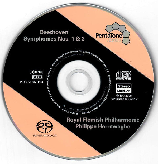 Ludwig van Beethoven, Royal Flemish Philharmonic, Philippe Herreweghe : Symphonies Nos. 1 & 3 (SACD, Hybrid, Multichannel)