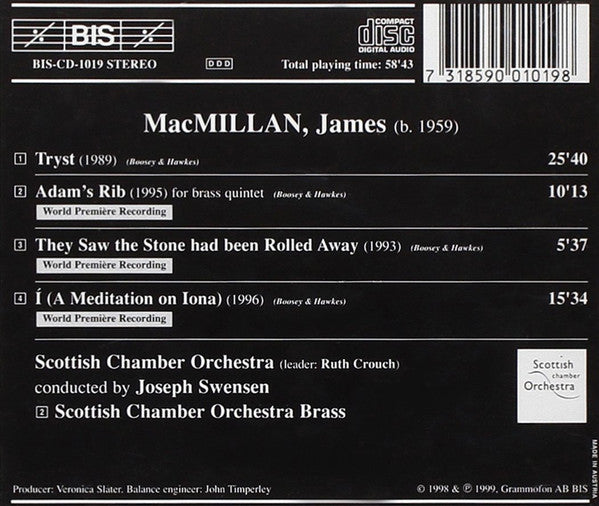 James MacMillan (2) - Scottish Chamber Orchestra · Joseph Swensen : Tryst · Í (A Meditation On Iona) · Adam's Rib · They Saw The Stone Had Been Rolled Away (CD)