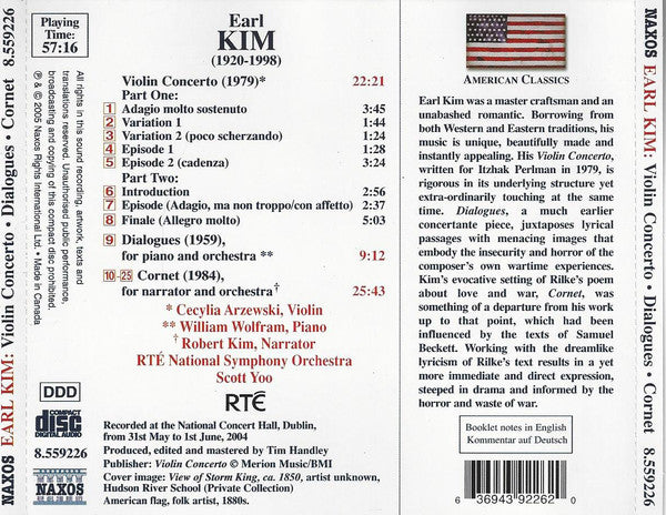 Earl Kim - Cecylia Arzewski • William Wolfram • Robert Kim (2) • RTÉ National Symphony Orchestra • Scott Yoo : Violin Concerto • Dialogues • Cornet (CD)