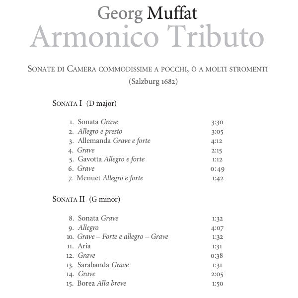 Georg Muffat - Les Muffatti, Peter Van Heyghen : Armonico Tributo  (CD)